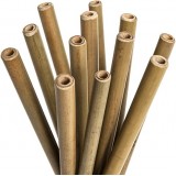 Set de pailles en bambou naturel en bois véritable avec brosse de nettoyage (10 pièces)