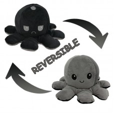Peluche poulpe réversible double face Mood Octopus - Noir / gris