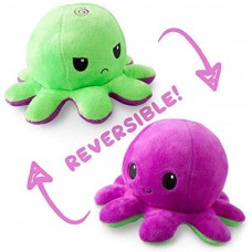 Peluche poulpe réversible double face Mood Octopus - Vert / violet