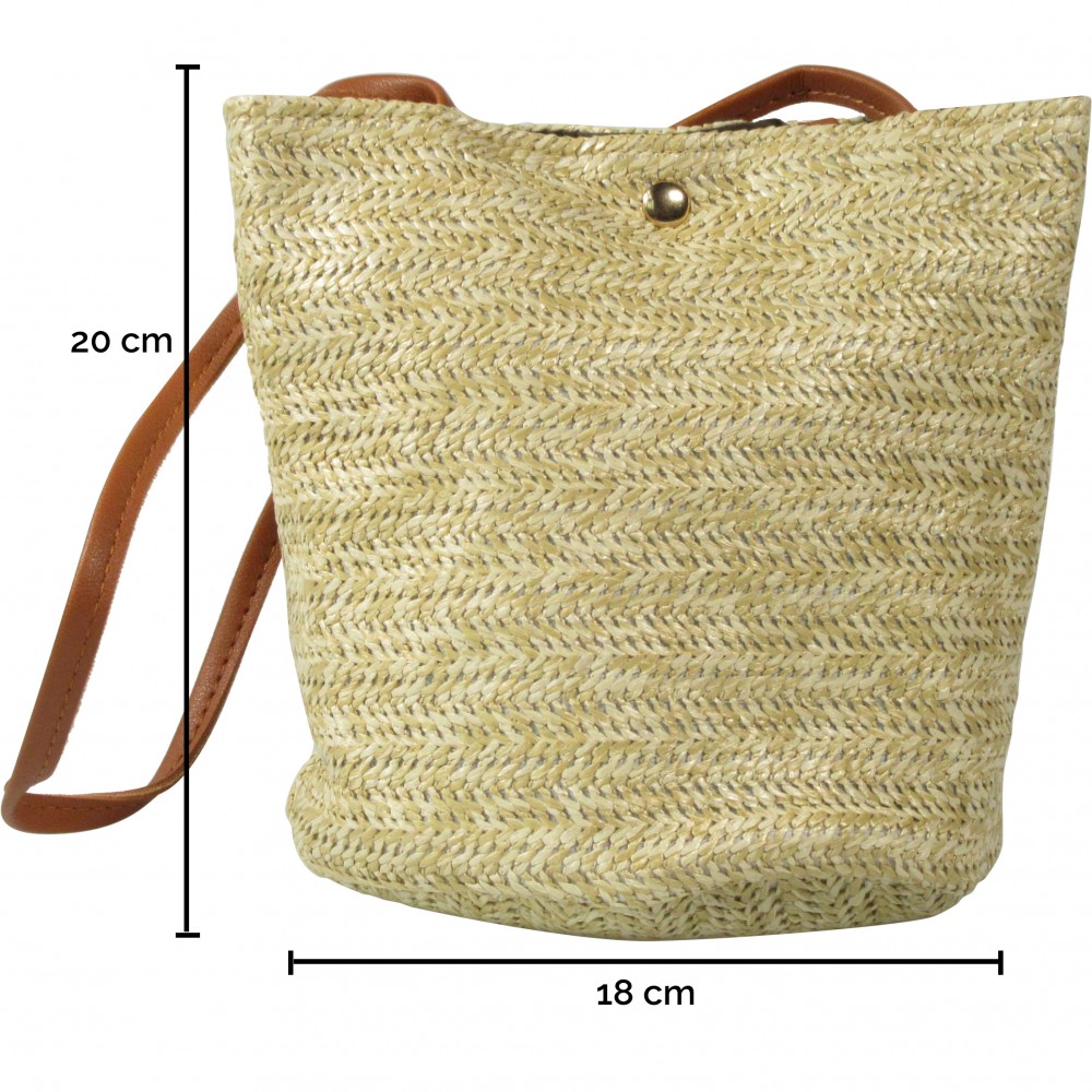 Petit sac de plage en toile de jute avec lance, poche intérieur, fermeture aimantée 