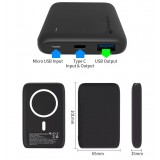 Batterie externe MagSafe Qi 15W Power Bank 5000 mAh sans fil PhoneLook - Noir