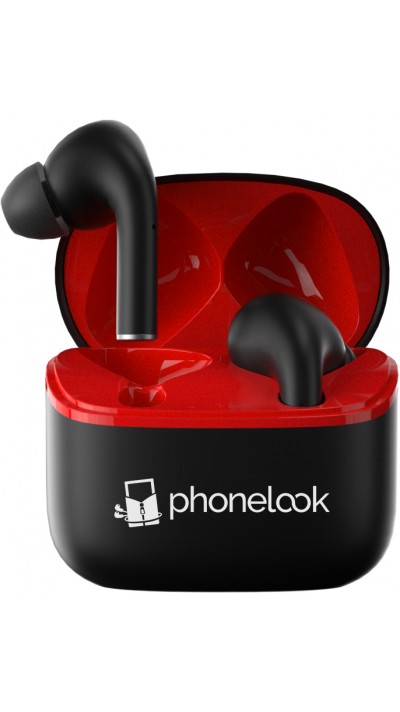 PhoneLook Pods "In-Ear" - Ecouteurs sans fil Bluetooth 5.0 intra-auriculaire avec microphone + étui de chargement sans fil + embouts en silicone - Noir