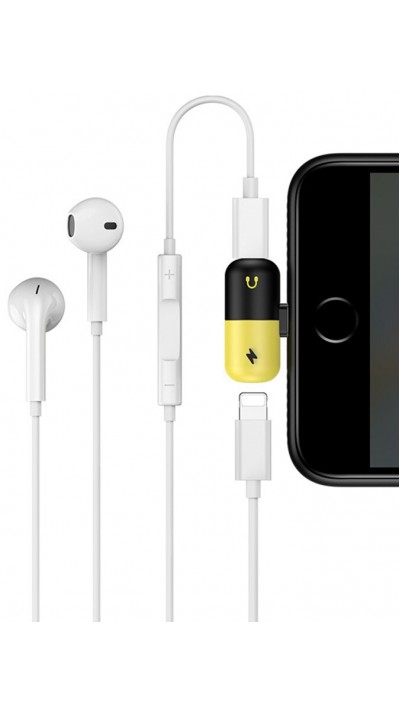 Pilule adaptateur double Lightning (audio/charge) jaune