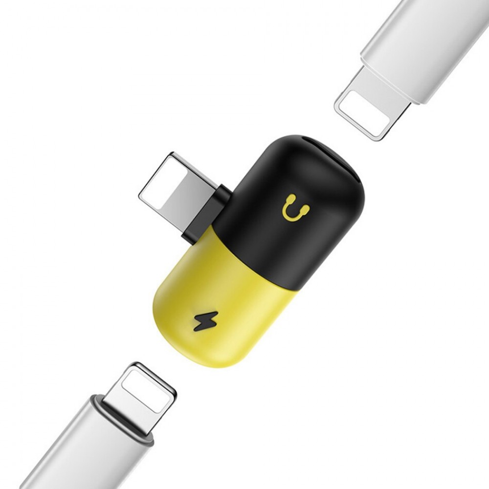 Pilule adaptateur double Lightning (audio/charge) jaune