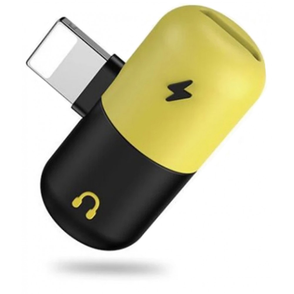 Pilule adaptateur double Lightning (audio/charge) jaune