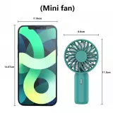 Pocket mini ventilateur à main pour les déplacements - puissance réglable à 3 niveaux avec accu - Vert foncé