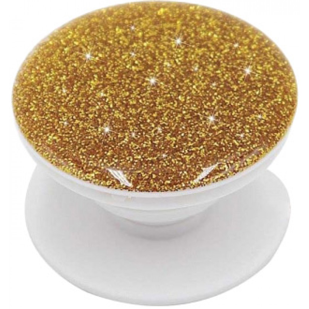 Pop Socket 3D Paillettes - Supp- Ort de doigt interchangeable pour Smartphone / Tablettes - Or