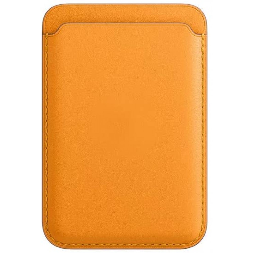 Porte-cartes magnétique wallet en cuir - Compatible avec Apple MagSafe - Orange