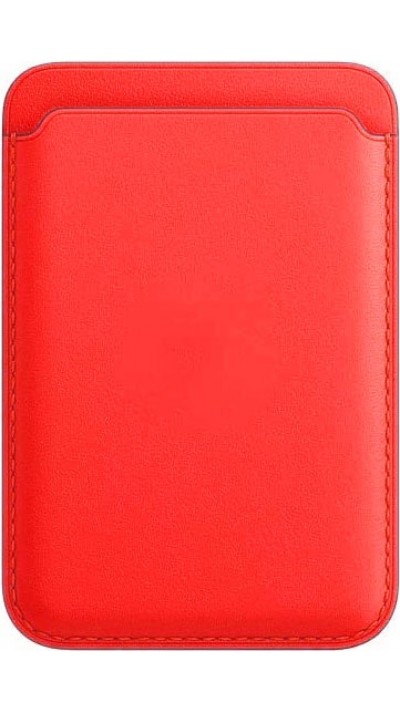 Porte-cartes magnétique wallet en cuir - Compatible avec Apple MagSafe - Rouge