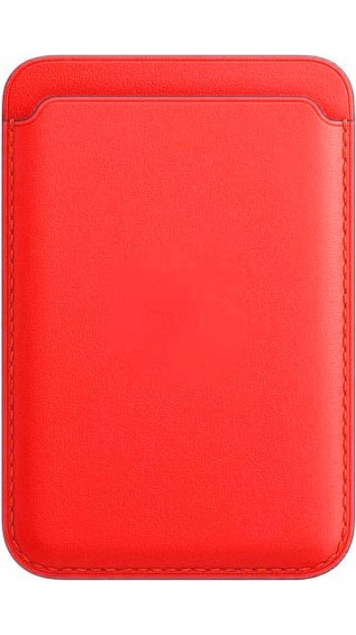 Porte-cartes magnétique wallet en cuir - Compatible avec Apple MagSafe - Rouge