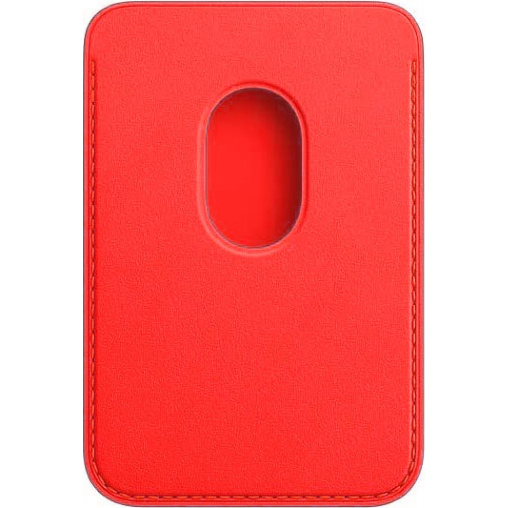 Porte-cartes magnétique wallet en cuir - Compatible avec Apple MagSafe - Rouge