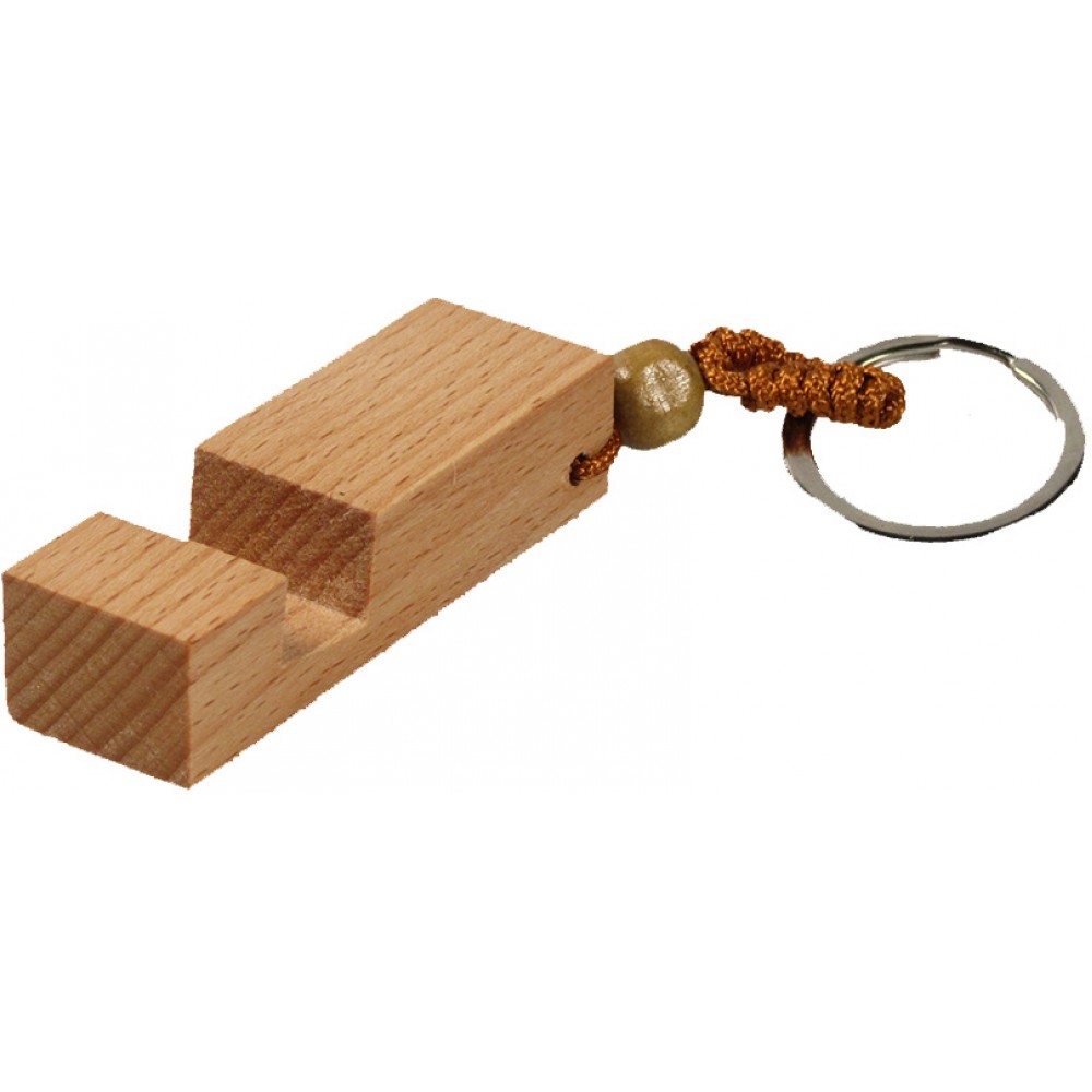 Universal Schlüsselanhänger portabler Handyhalter aus Holz - Hell- Braun