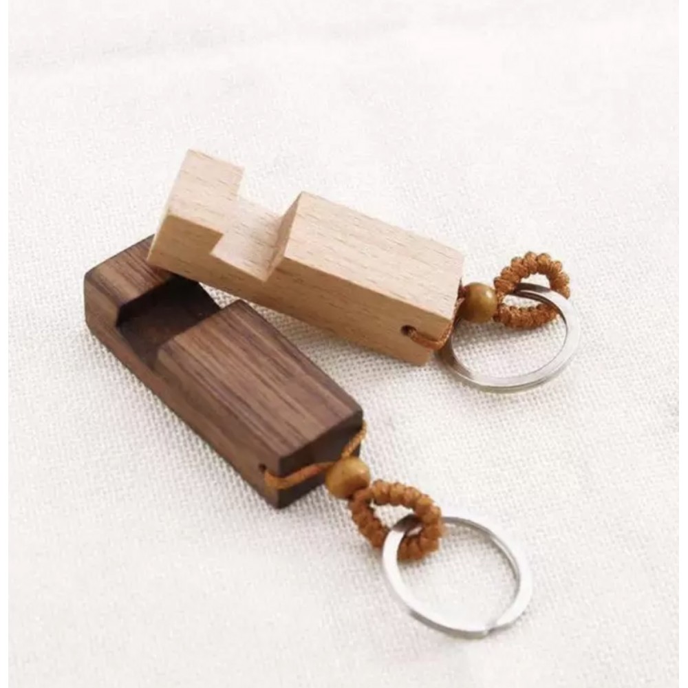 Porte-clé universel portable support-téléphone en bois - Brun clair