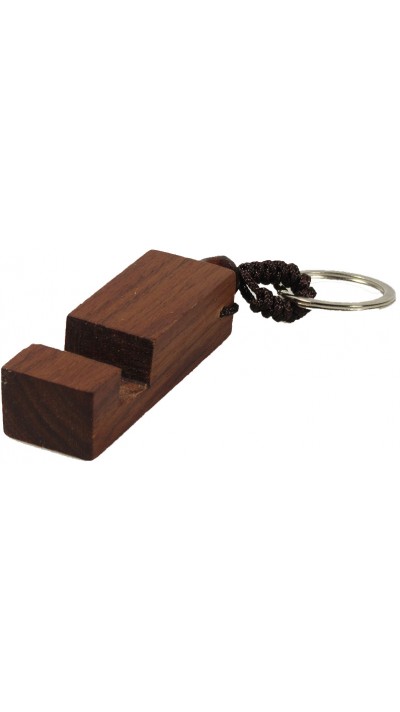 Universal Schlüsselanhänger portabler Handyhalter aus Holz - Dunkel- Braun