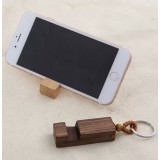 Universal Schlüsselanhänger portabler Handyhalter aus Holz - Dunkel- Braun