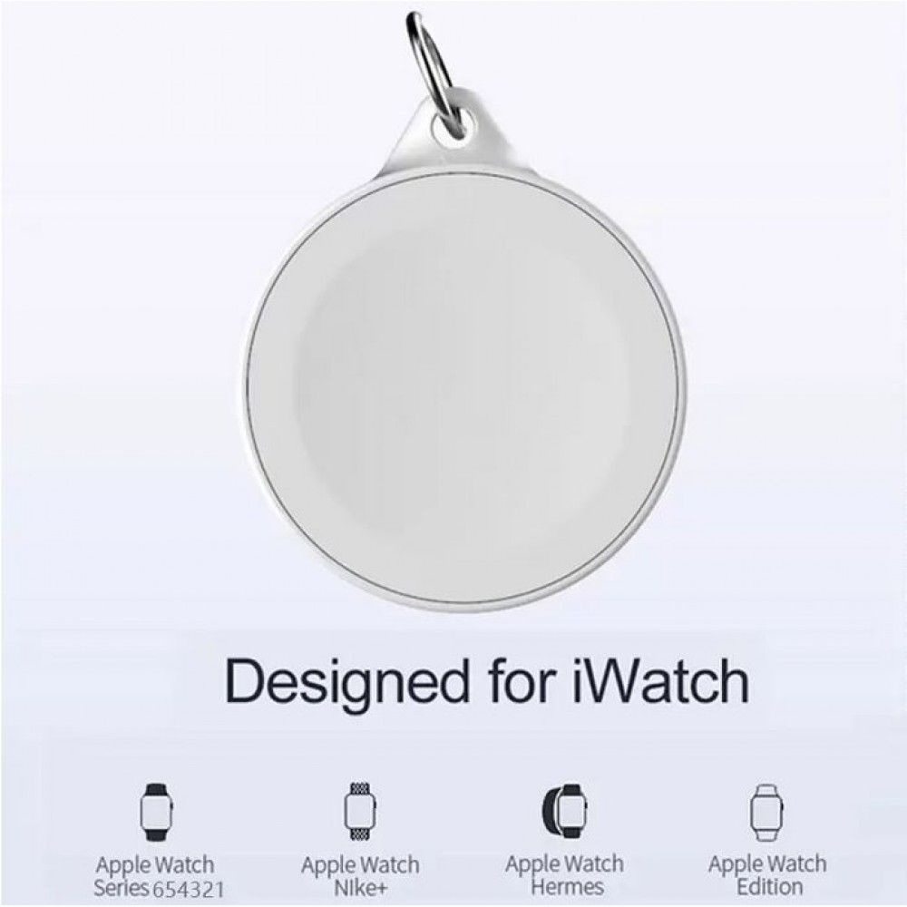 Schlüsselanhänger kabelloses Ladegerät für Apple Watch - Mini portable wireless charger - Weiss