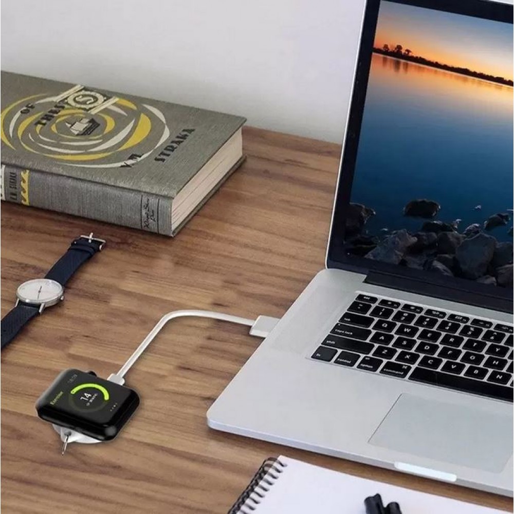 Schlüsselanhänger kabelloses Ladegerät für Apple Watch - Mini portable wireless charger - Weiss