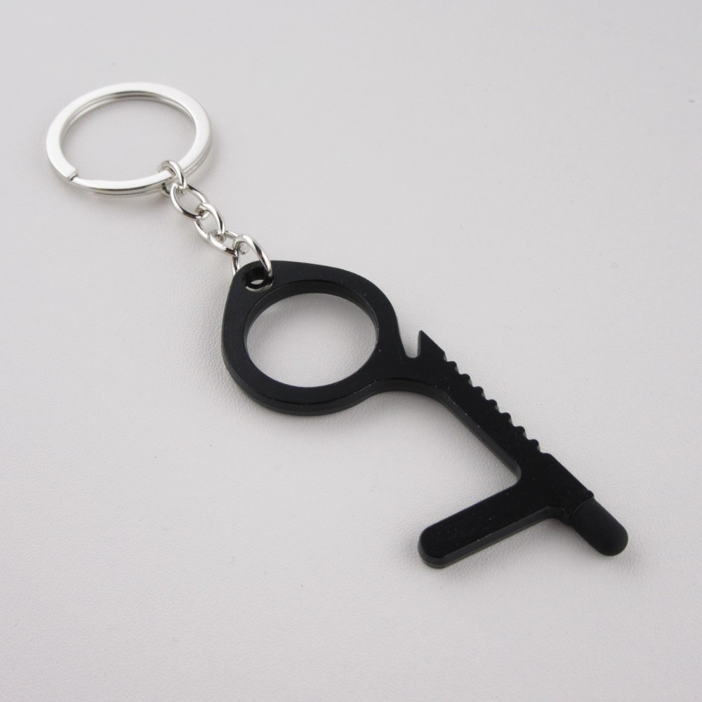 Kontaktloser Türöffner-Schlüsselring mit Touchpen - Schwarz
