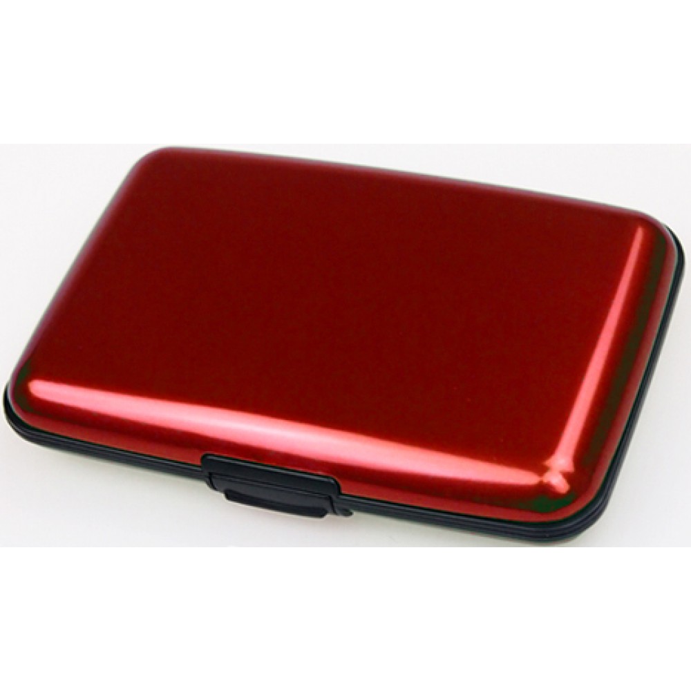 Aluminium Wallet Kartenhalter / Etui robuster Schutz mit 6 Fächern - Rot