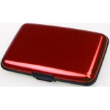 Aluminium Wallet Kartenhalter / Etui robuster Schutz mit 6 Fächern - Rot