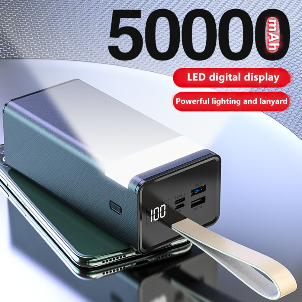 Luxuriöse Power Bank 50000mAh Fast Charging PD 22W LED Ultra Capacity - Weiss