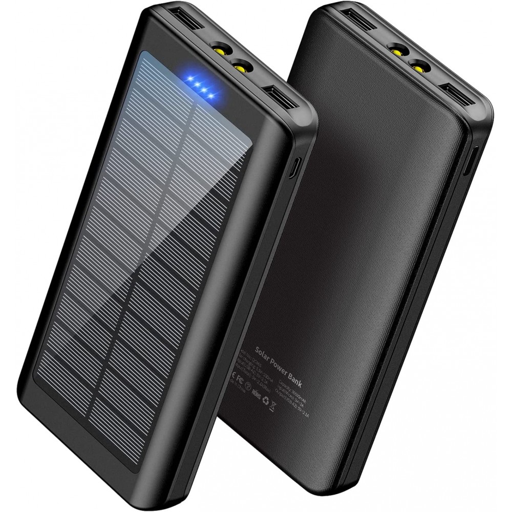 Outdoor Power Bank 30000mAh Doppel USB 15W LED High Capacity - Schwarz