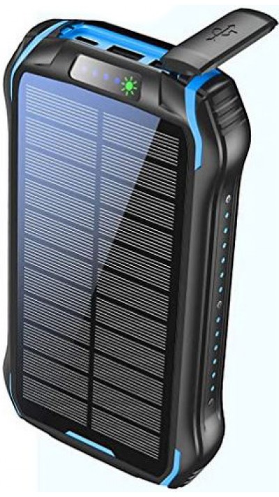 Power Bank solaire i26s 26800mAh portable Chargement rapide LED IP66 Ultra Capacité - Bleu