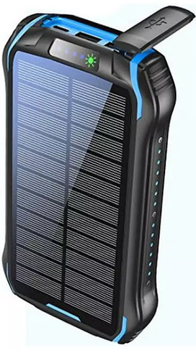 Power Bank solaire i26s 26800mAh portable Chargement rapide LED IP66 Ultra Capacité - Bleu