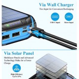 Power Bank solaire i26s 26800mAh portable Chargement rapide LED IP66 Ultra Capacité - Bleu