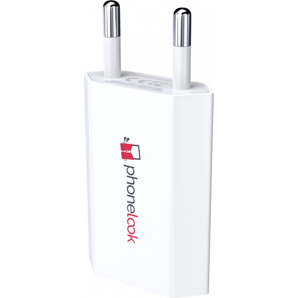 Prise de chargeur secteur mur adaptateur standard USB-A 5W PhoneLook - Blanc