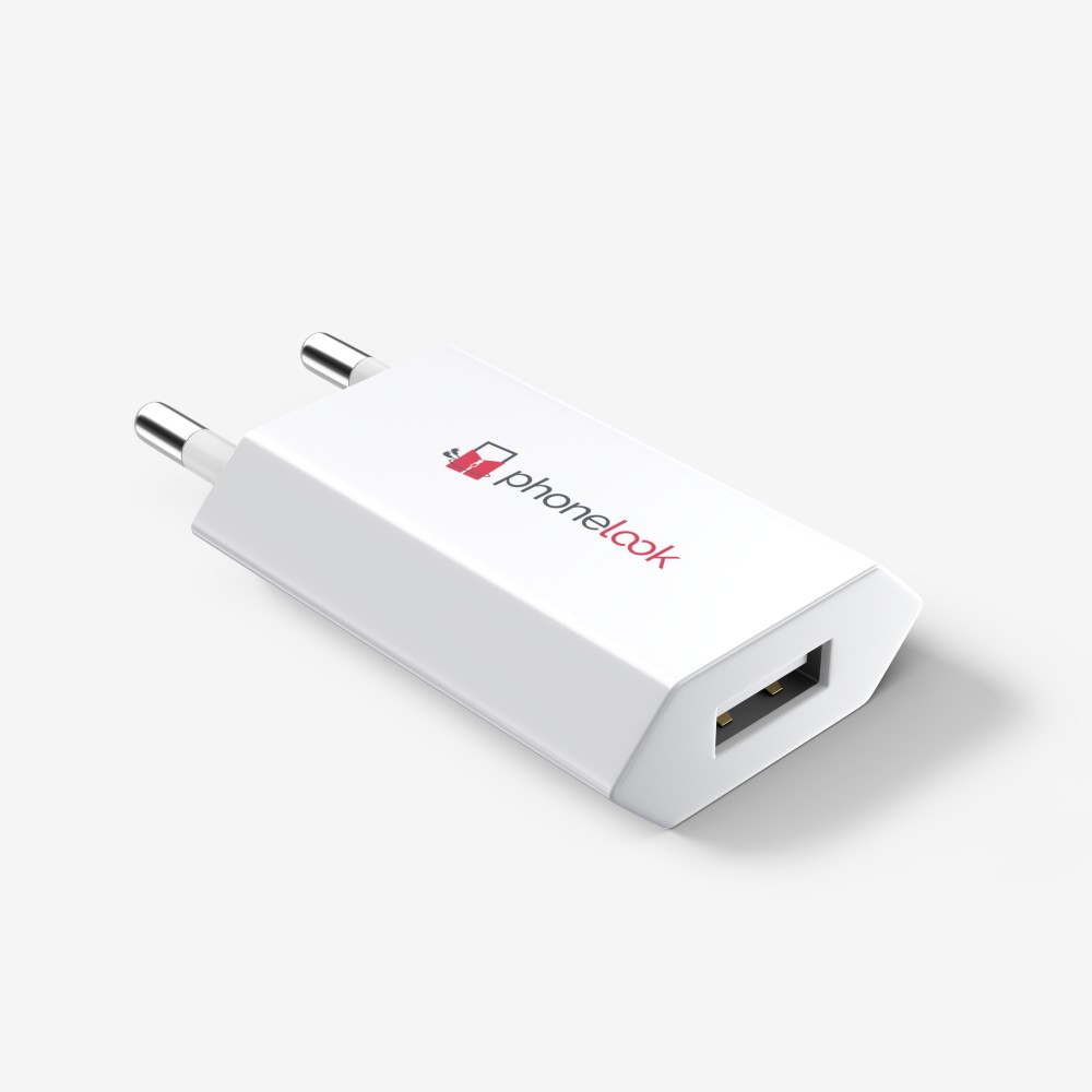 Prise de chargeur secteur mur adaptateur standard USB-A 5W PhoneLook - Blanc