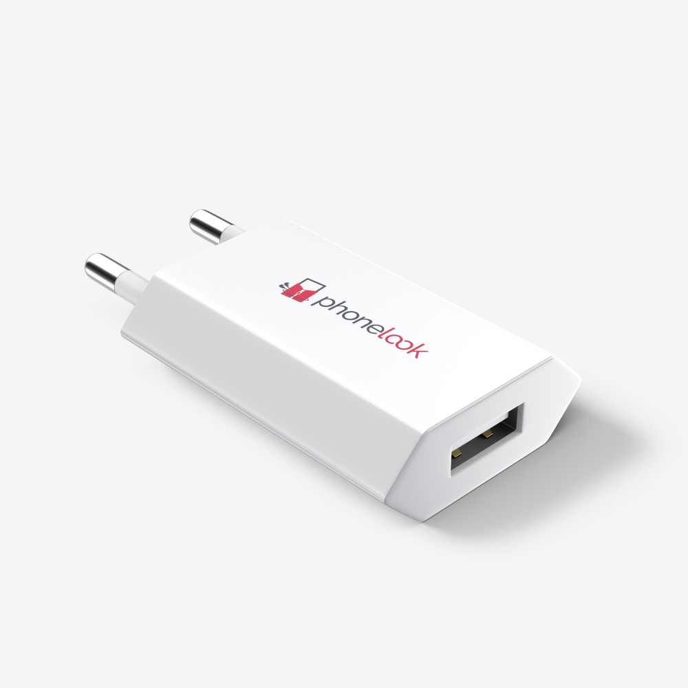 Standard CH Netz-Ladestecker USB-A Adapter 5W mit Logo PhoneLook - Weiss