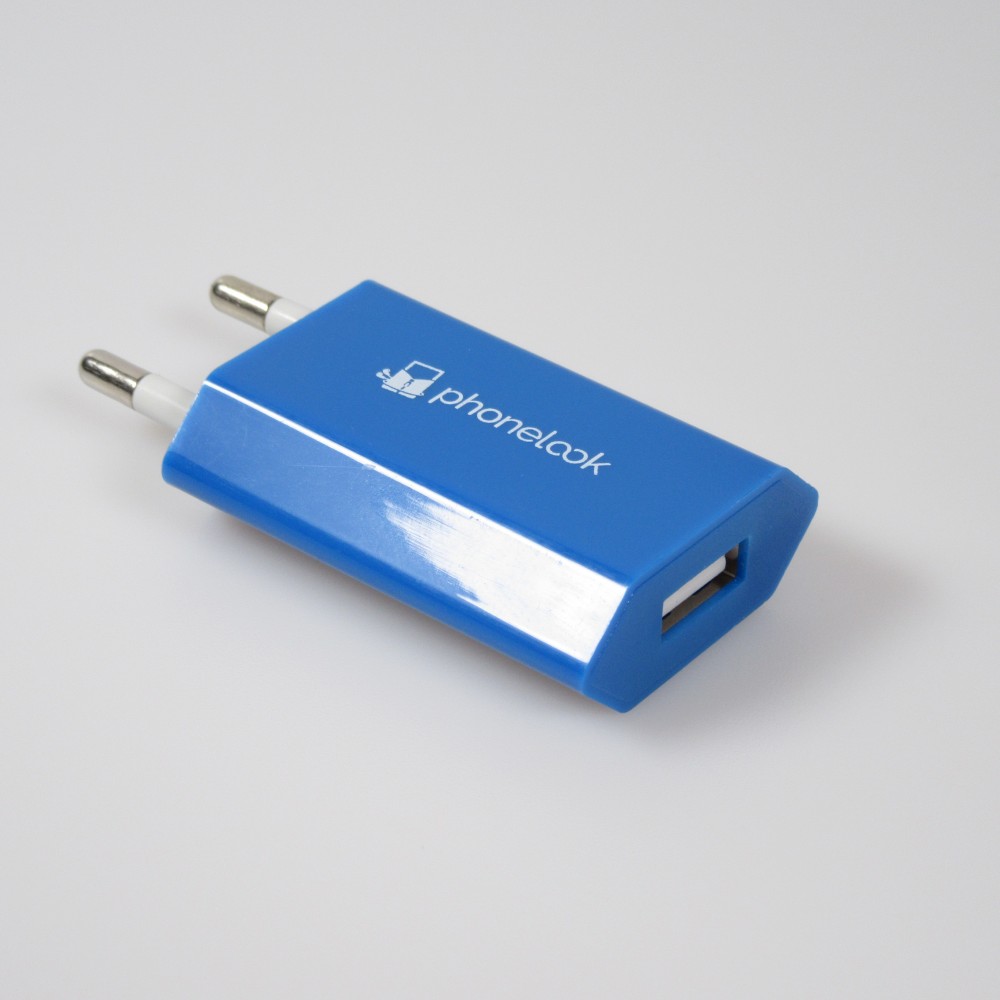 Prise de chargeur secteur mur adaptateur standard USB-A 5W PhoneLook - Bleu