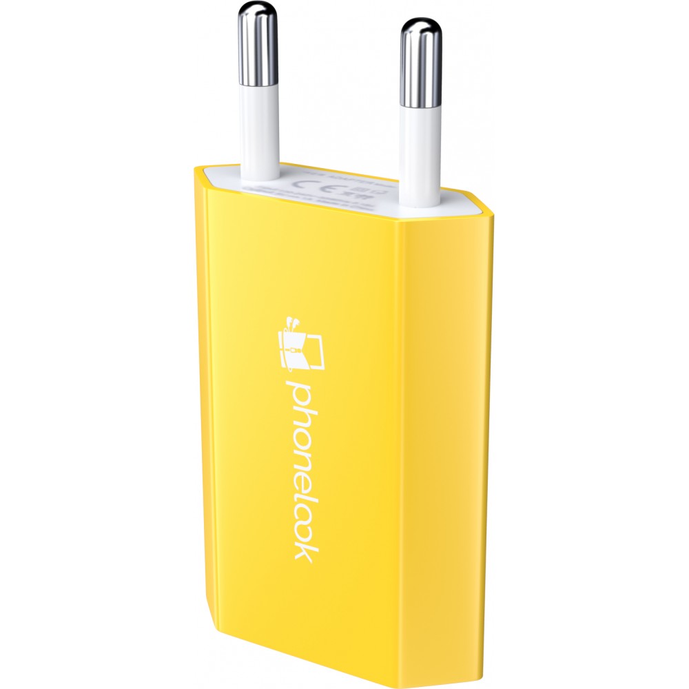 Standard CH Netz-Ladestecker USB-A Adapter 5W mit Logo PhoneLook - Gelb