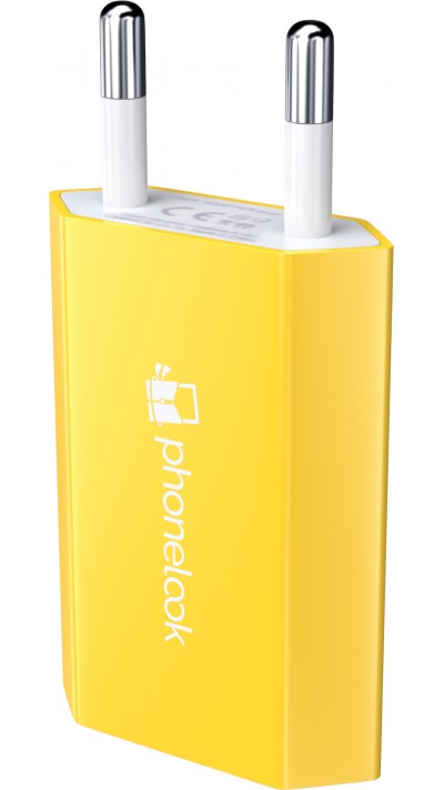 Standard CH Netz-Ladestecker USB-A Adapter 5W mit Logo PhoneLook - Gelb