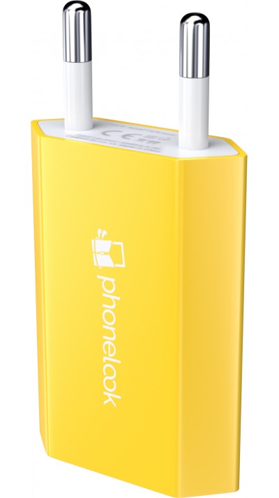 Prise de chargeur secteur mur adaptateur standard USB-A 5W PhoneLook - Jaune