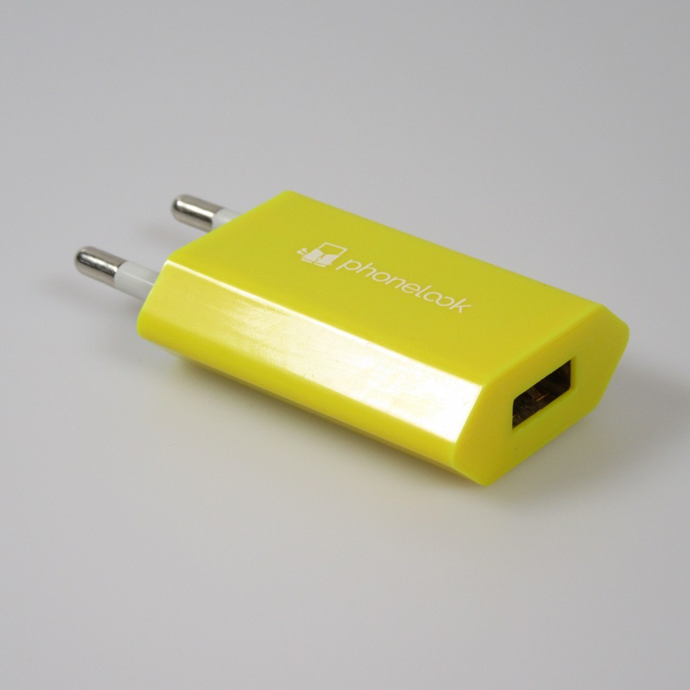 Prise de chargeur secteur mur adaptateur standard USB-A 5W PhoneLook - Jaune