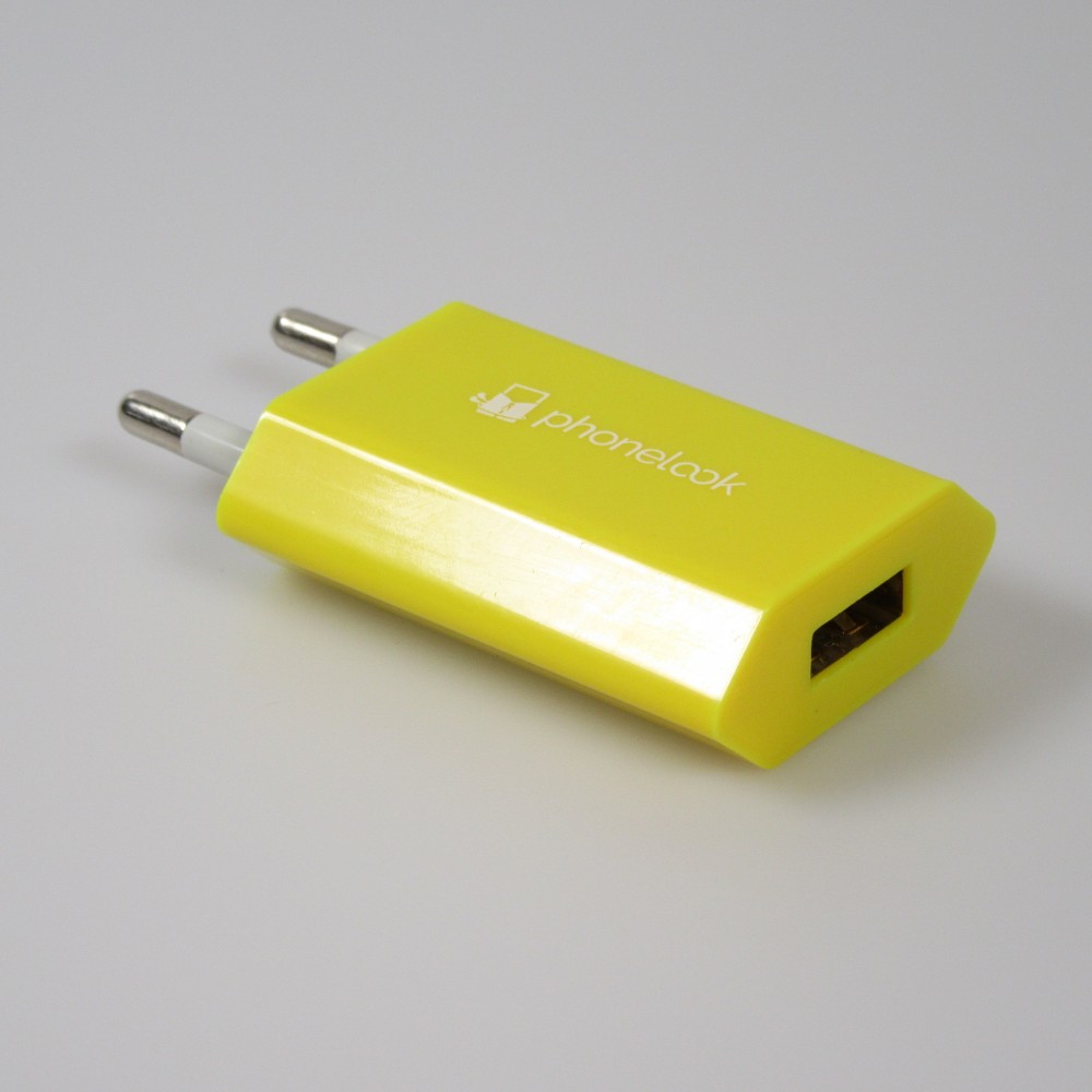 Standard CH Netz-Ladestecker USB-A Adapter 5W mit Logo PhoneLook - Gelb