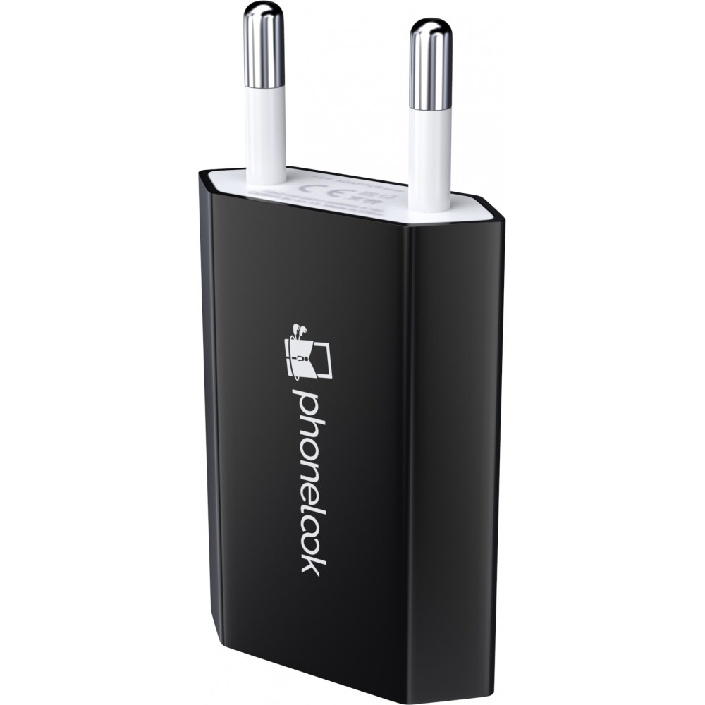 Standard CH Netz-Ladestecker USB-A Adapter 5W mit Logo PhoneLook - Schwarz