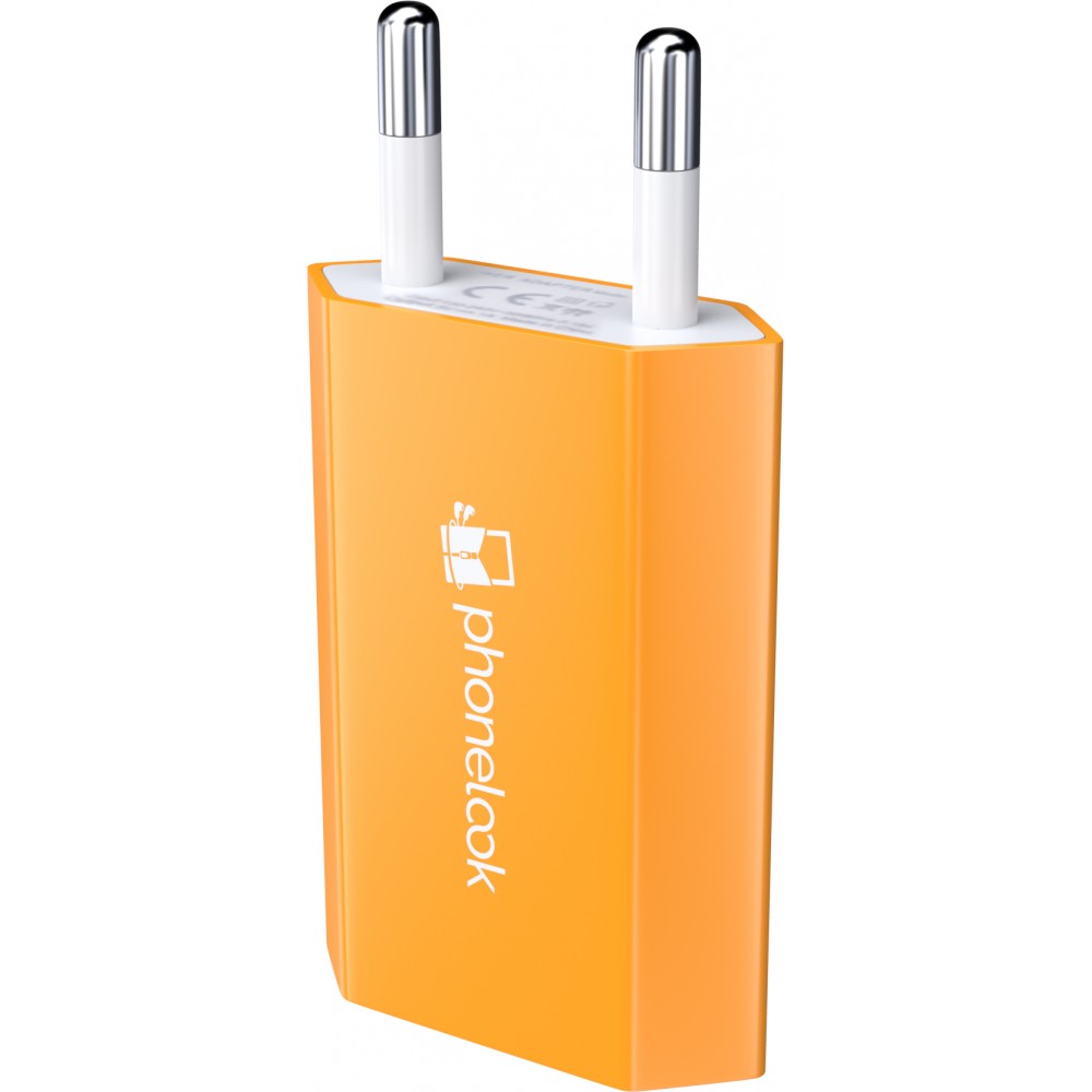 Prise de chargeur secteur mur adaptateur standard USB-A 5W PhoneLook - Orange