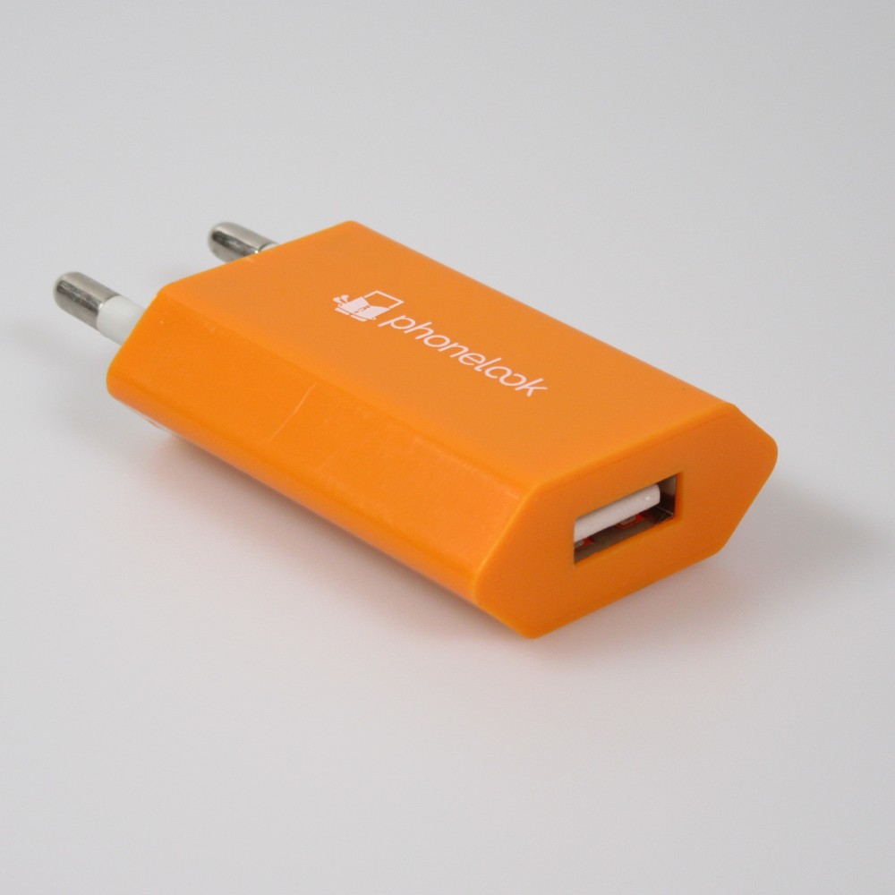 Prise de chargeur secteur mur adaptateur standard USB-A 5W PhoneLook - Orange