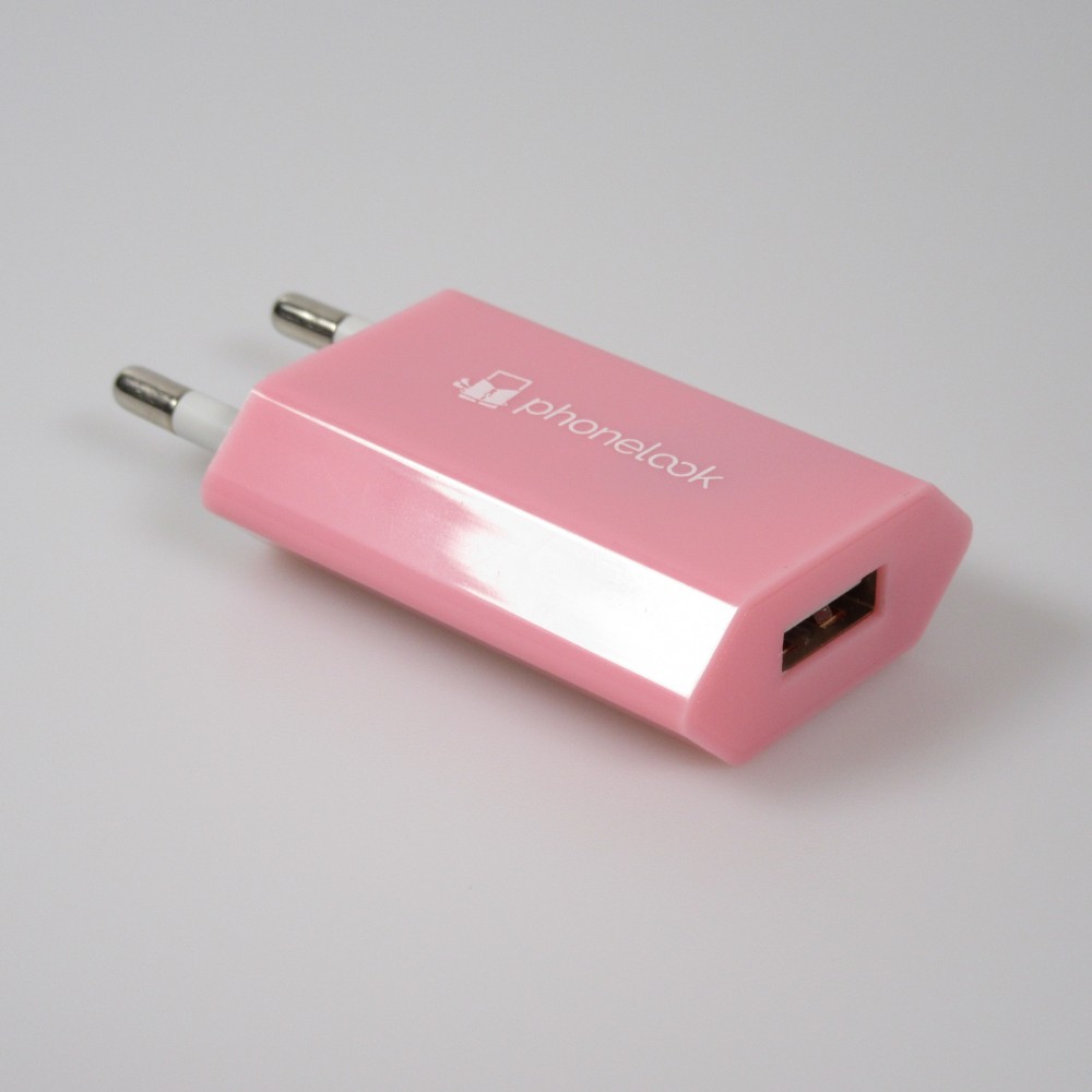 Standard CH Netz-Ladestecker USB-A Adapter 5W mit Logo PhoneLook - Hellrosa