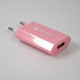 Standard CH Netz-Ladestecker USB-A Adapter 5W mit Logo PhoneLook - Hellrosa