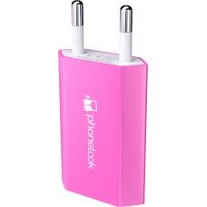 Standard CH Netz-Ladestecker USB-A Adapter 5W mit Logo PhoneLook - Dunkelrosa