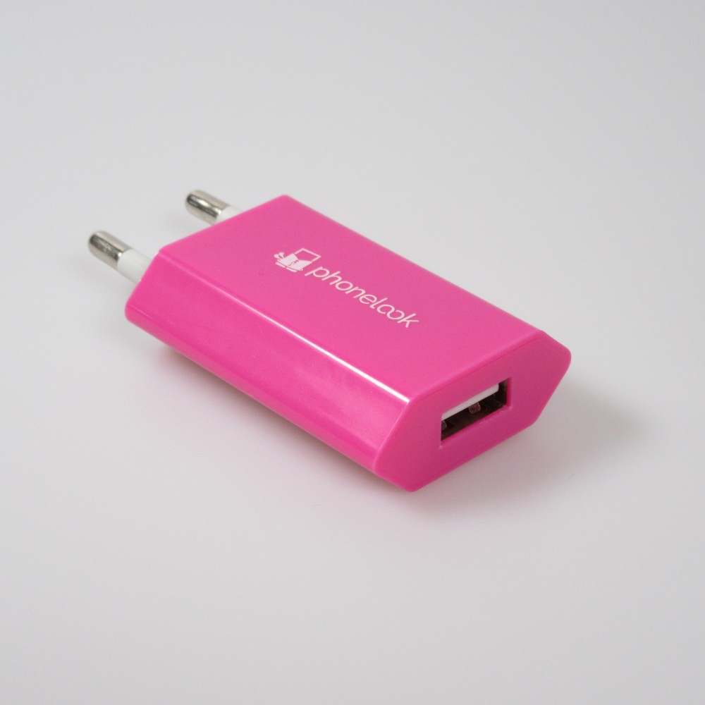 Standard CH Netz-Ladestecker USB-A Adapter 5W mit Logo PhoneLook - Dunkelrosa