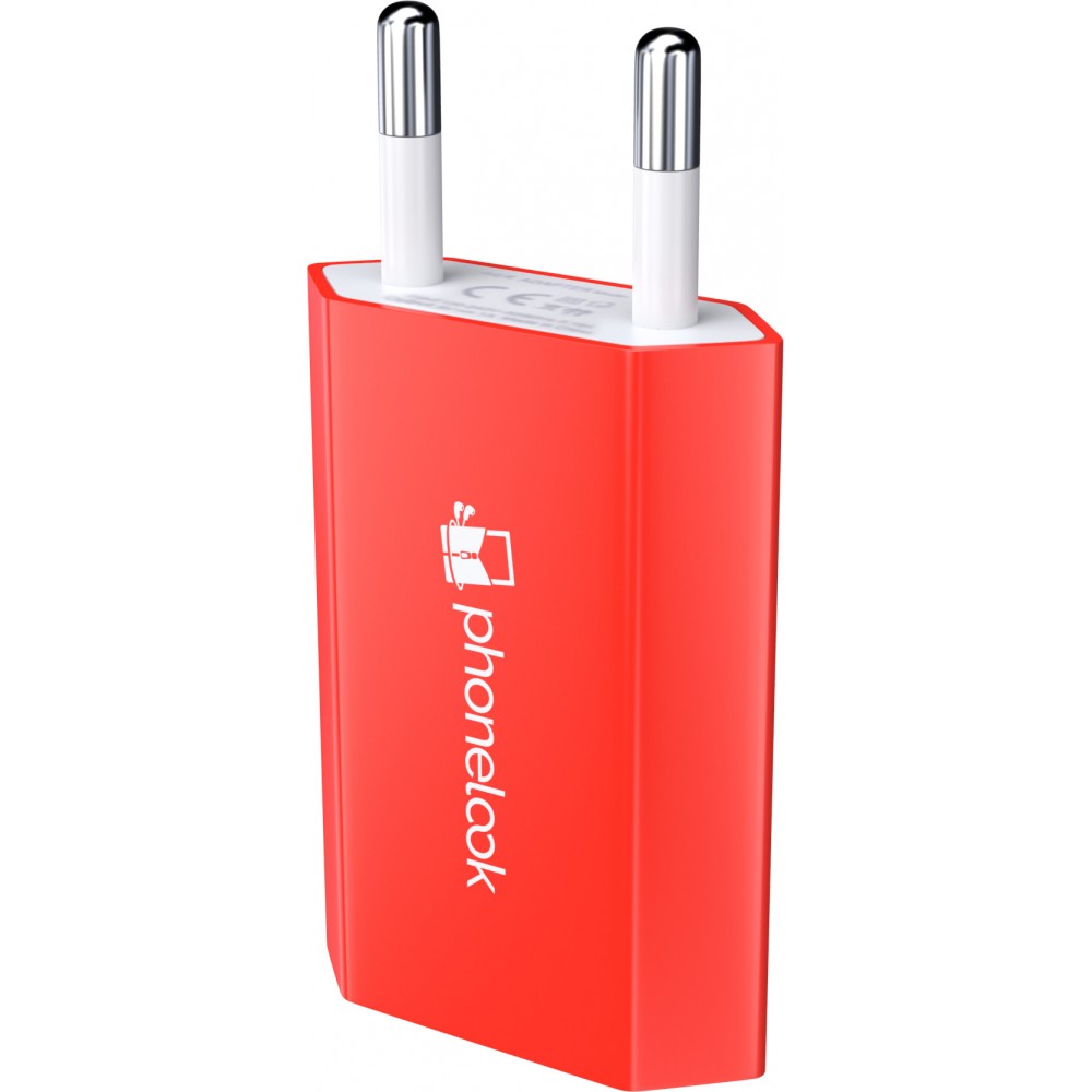 Standard CH Netz-Ladestecker USB-A Adapter 5W mit Logo PhoneLook - Rot