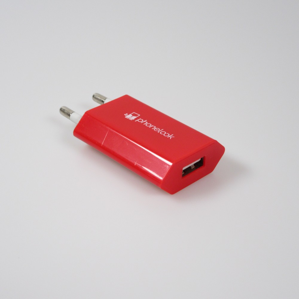 Prise de chargeur secteur mur adaptateur standard USB-A 5W PhoneLook - Rouge