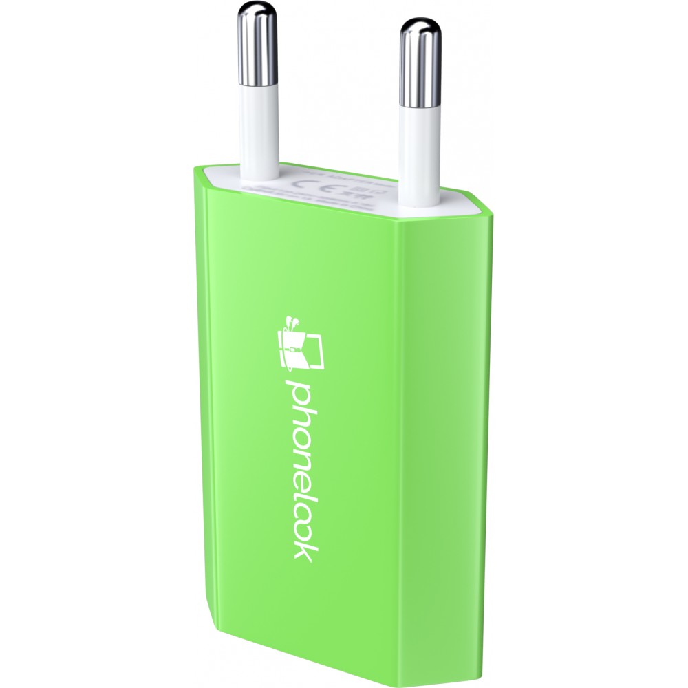 Standard CH Netz-Ladestecker USB-A Adapter 5W mit Logo PhoneLook - Grün