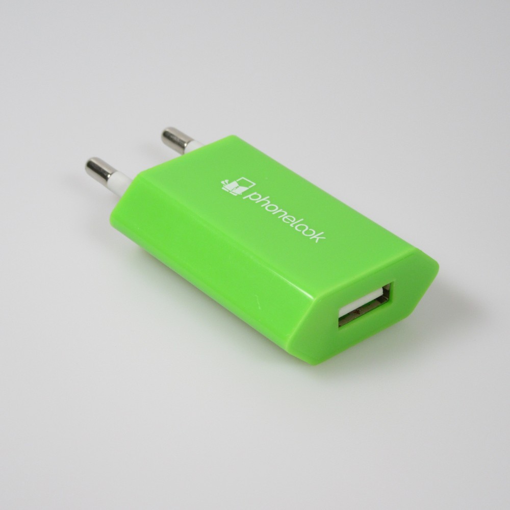 Standard CH Netz-Ladestecker USB-A Adapter 5W mit Logo PhoneLook - Grün