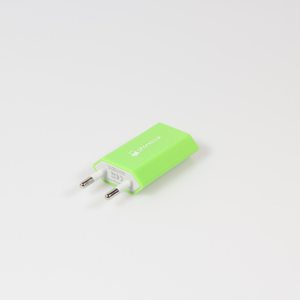 Prise de chargeur secteur mur adaptateur standard USB-A 5W PhoneLook - Vert